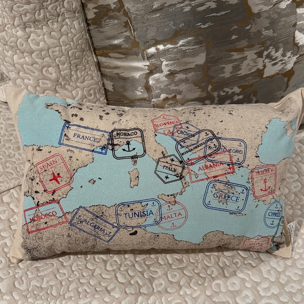 Brand New Never Used World Map Throw Pillow